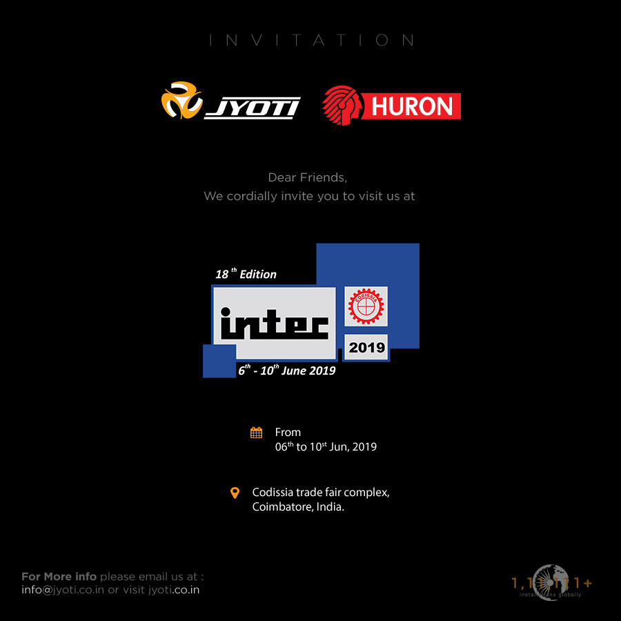 Invitation to visit us at Jyoti Pavilion, INTEC 2019.
