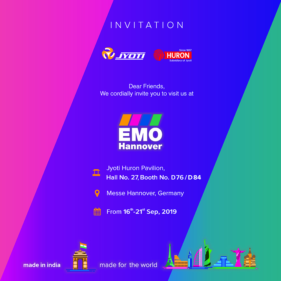 Invitation to visit us at Jyoti Pavilion, EMO 2019.